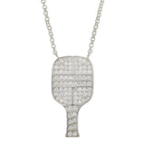 Silver Pickleball pendant set with Cubic Zirconia