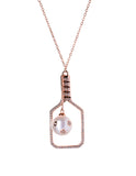 Silver pickleball pendant with pearl and chain